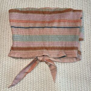 American Eagle Women’s Striped Strapless Tube Top with Tie Cutout Detail Size M